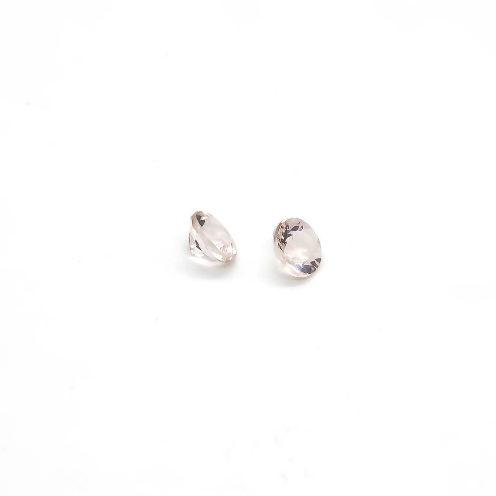 1.63 ct Round Faceted Pale Pinkish-Orange Morganite Matching Set Of 2 Stone