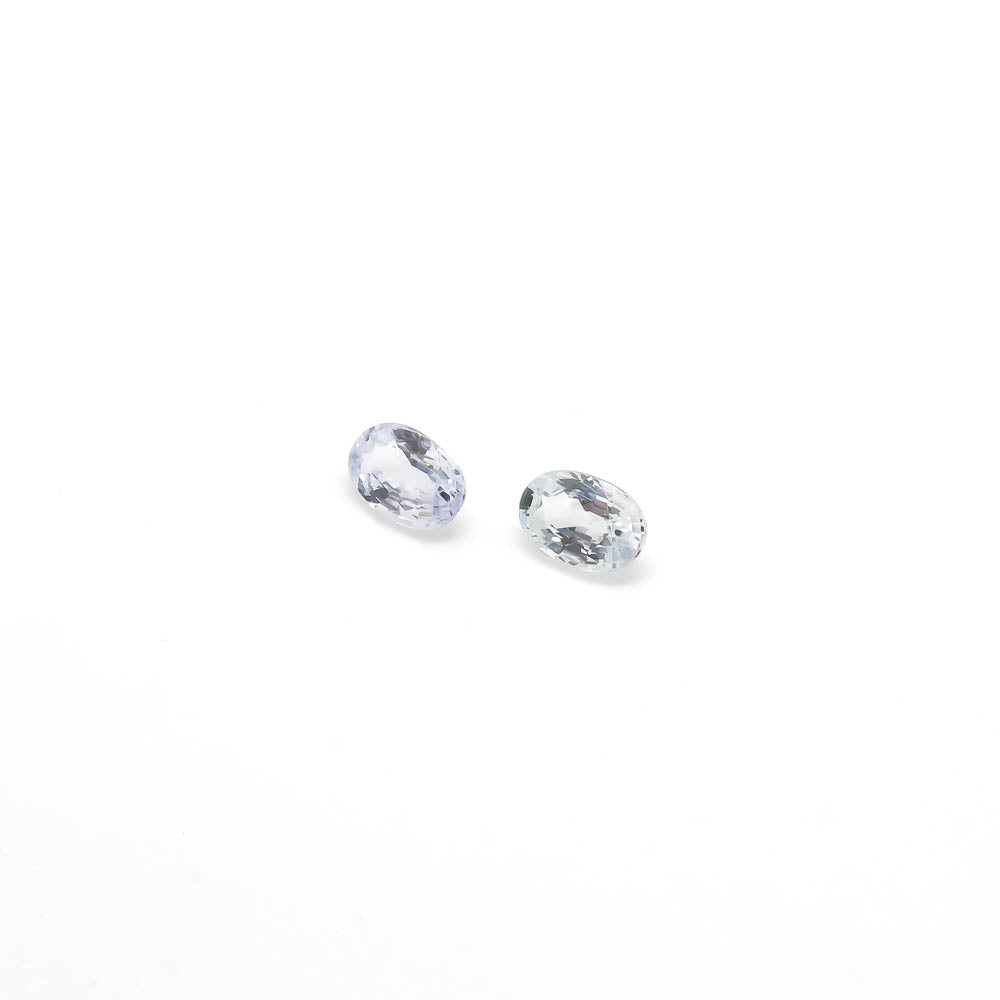1.02 ct Oval Natural Pale Blue Ceylon Sapphire Set of 2 Stones