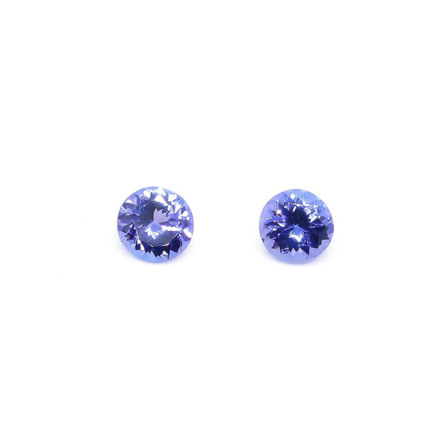 2.01 ct Round Faceted Purple Tanzanite Matching Set Of 2 Stones