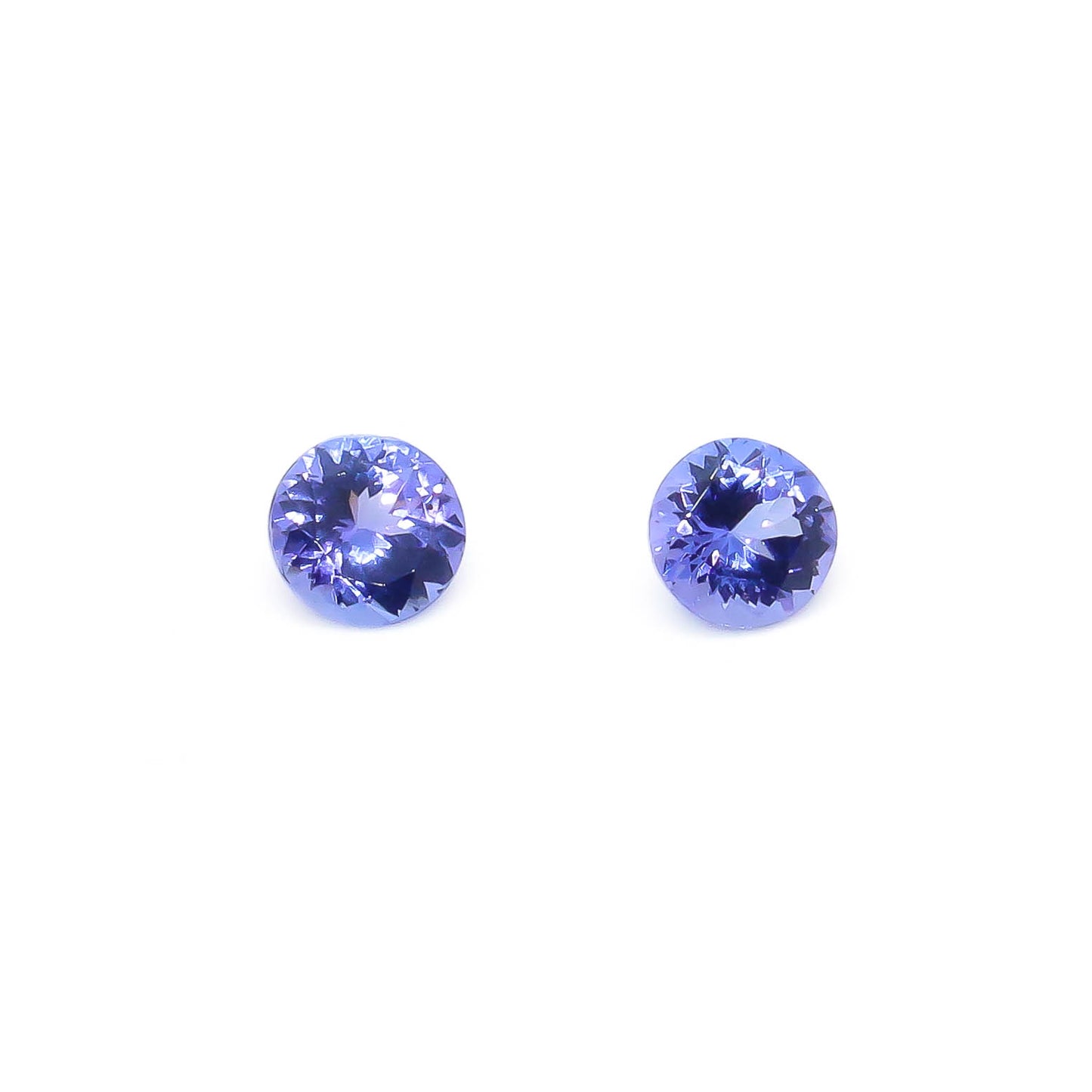 2.01 ct Round Faceted Purple Tanzanite Matching Set Of 2 Stones