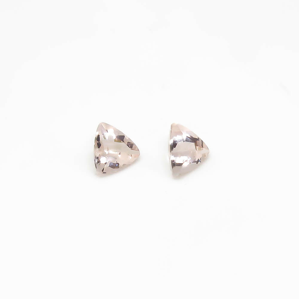 2.06 ct Trilliant Cut Faceted Pale Pinkish-Orange Morganite Matching Set Of 2 Stones