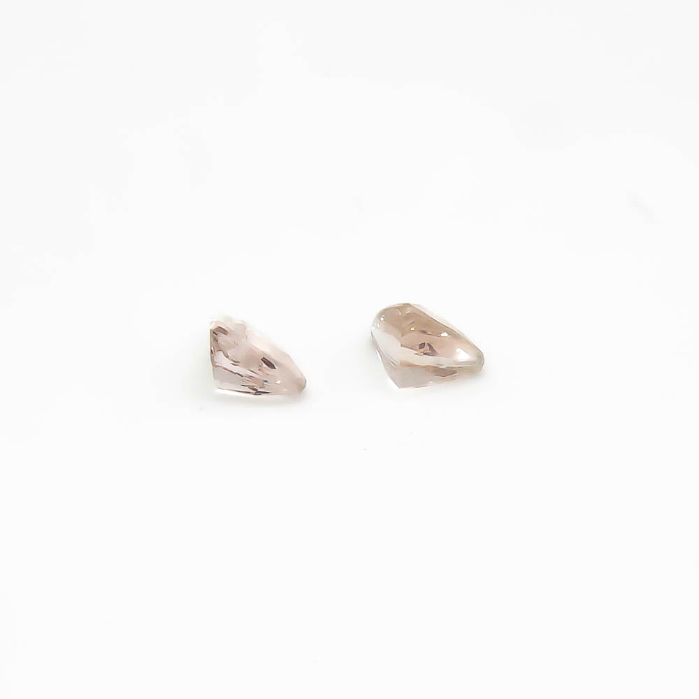 2.06 ct Trilliant Cut Faceted Pale Pinkish-Orange Morganite Matching Set Of 2 Stones
