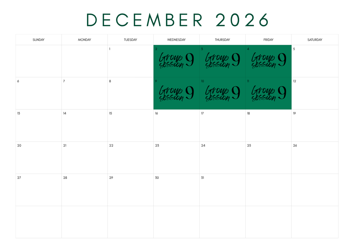 2026 Group 9 (2-4 & 9-11 December)