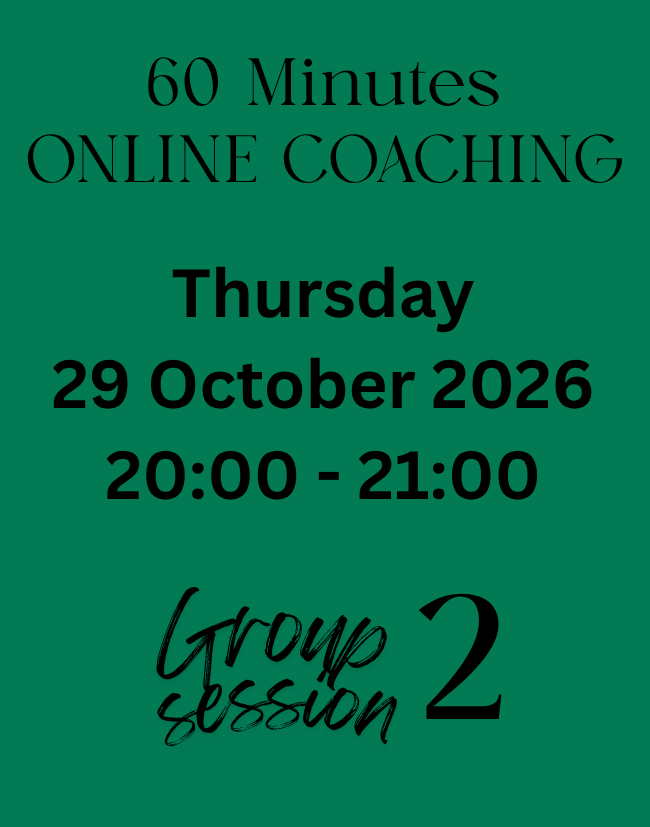 60 Min Online Coaching Thursday 29 October 20:00 - 21:00 PM SAST
