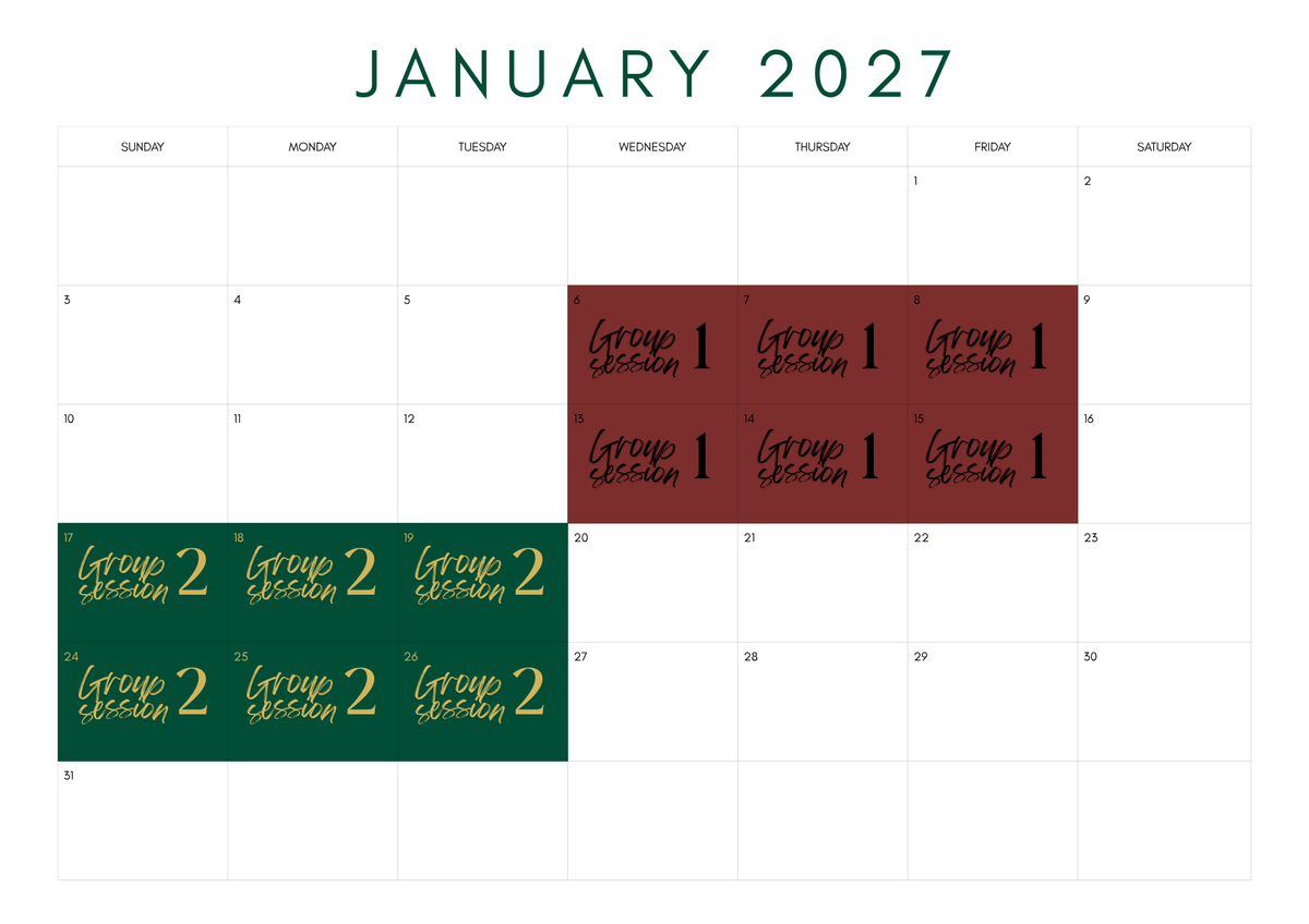 2027 Group 2 (17-19 & 24-26 January)
