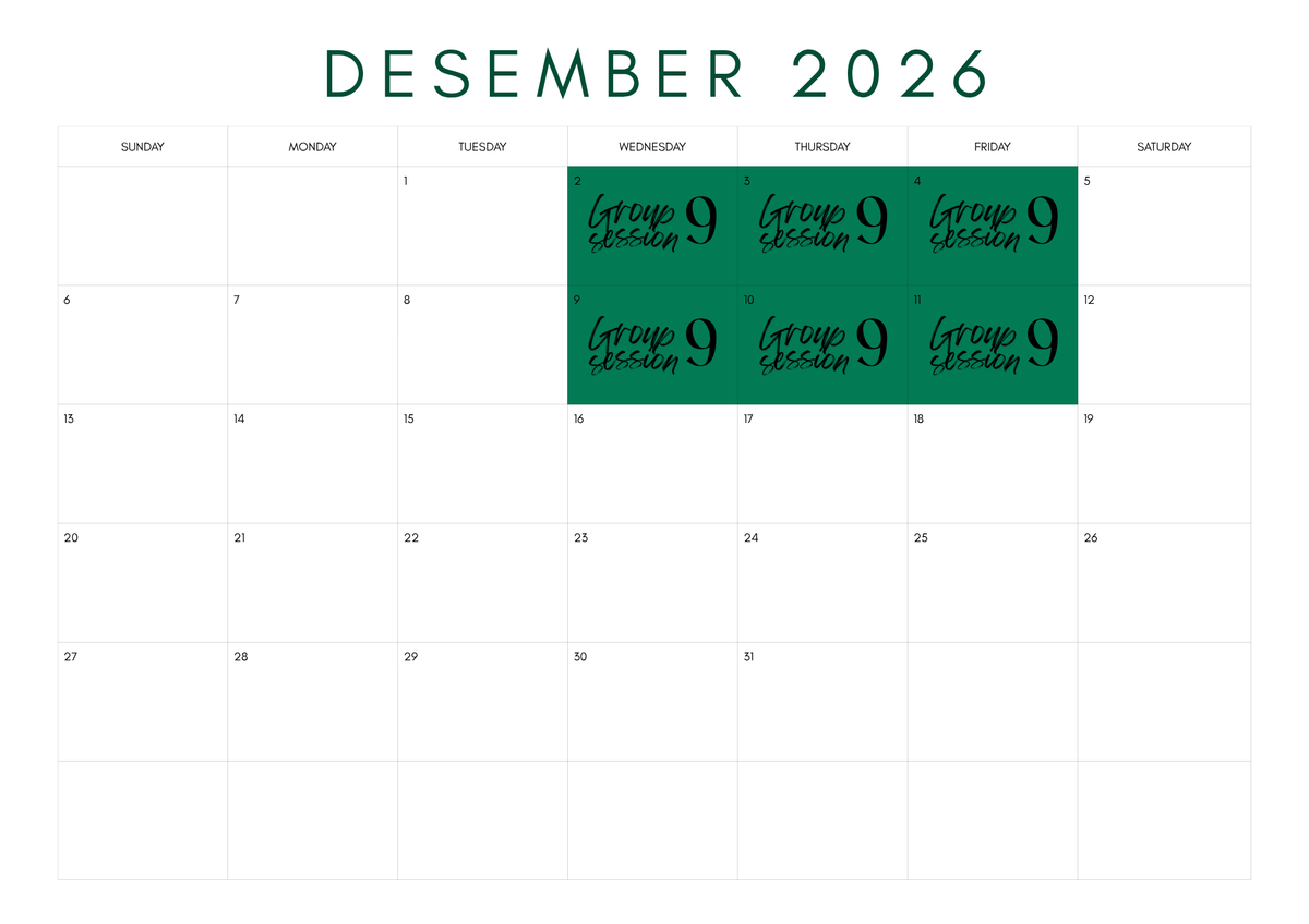 2026 Group 9 (2-4 & 9-11 December)