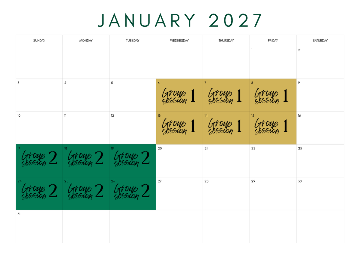 2027 Group 1 (6-8 & 13-15 January)