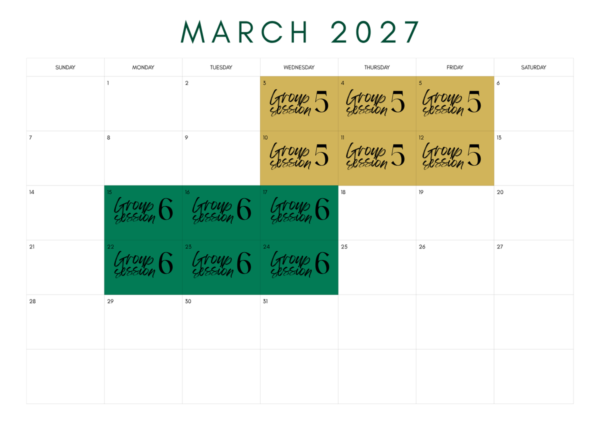 2027 Group 6 (15-17 & 22-24 March)