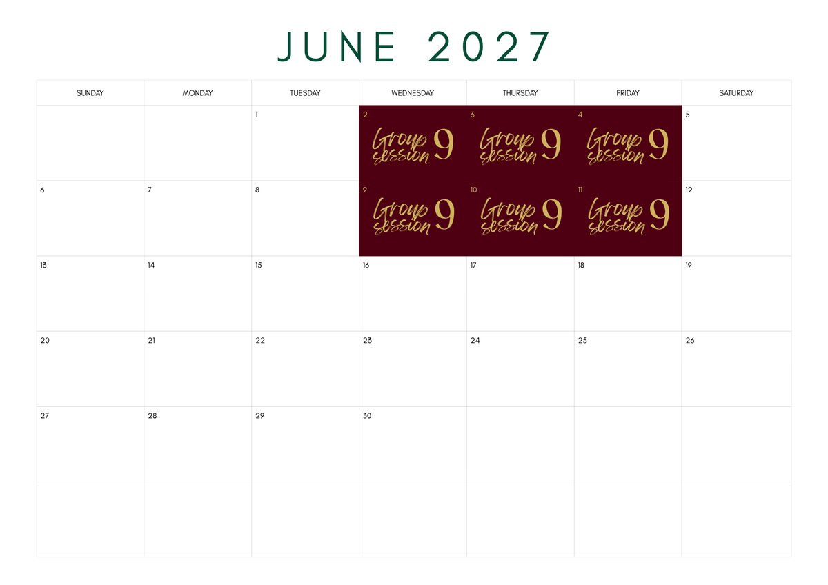 2027 Group 9 (2-4 & 9-11 June)