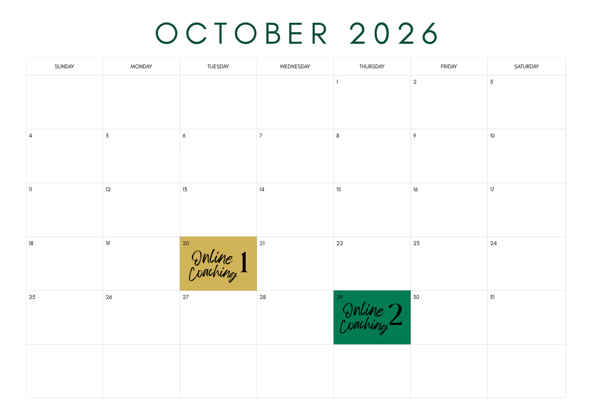 60 Min Online Coaching Thursday 29 October 20:00 - 21:00 PM SAST