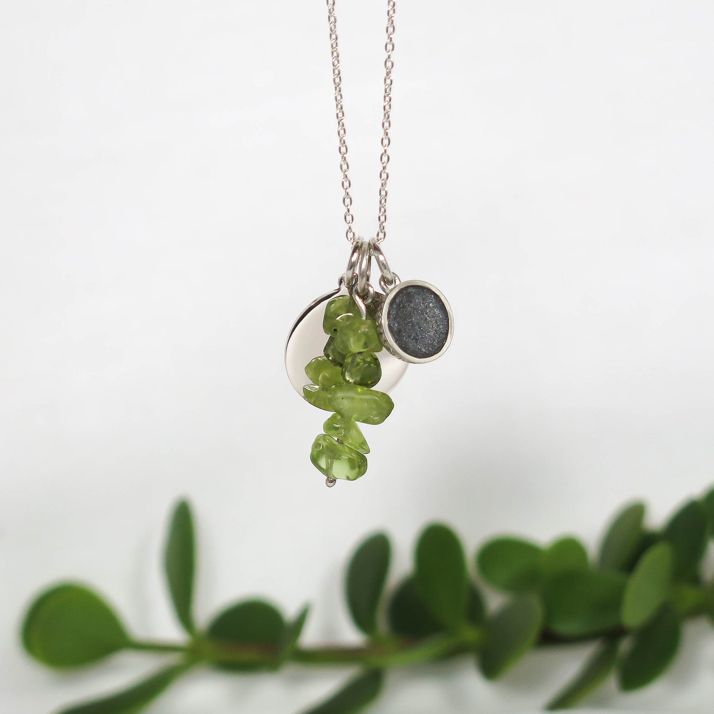 SALT PENDANT #3 MEMORIAL SET - PERIDOT ARGENTIUM SILVER NECKLACE