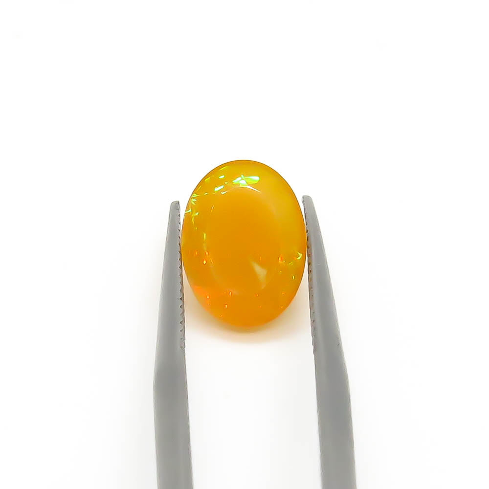 1.67 ct Oval Faceted Deep Yellowish-Orange (With Play-Of-Colour) Mexican Fire Opal