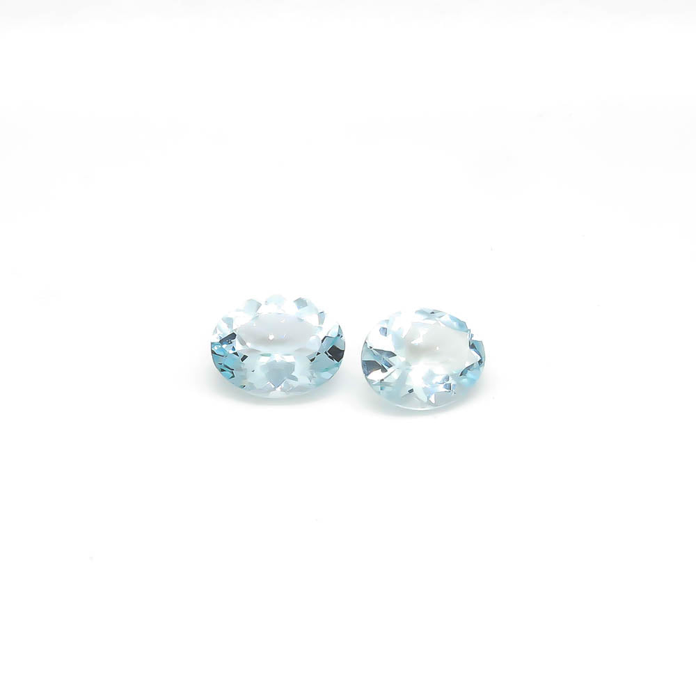 4.20 ct Oval Faceted Pale Blue Aquamarine Matching Set Of 2 Stones