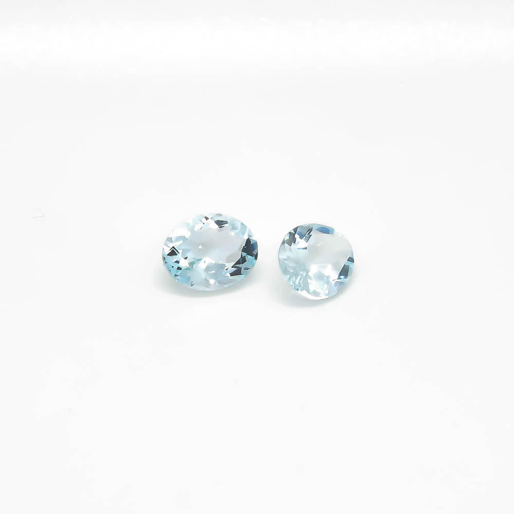 4.20 ct Oval Faceted Pale Blue Aquamarine Matching Set Of 2 Stones