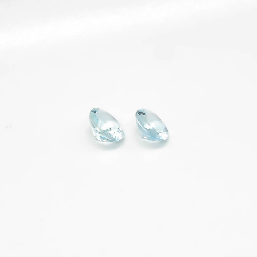 4.20 ct Oval Faceted Pale Blue Aquamarine Matching Set Of 2 Stones