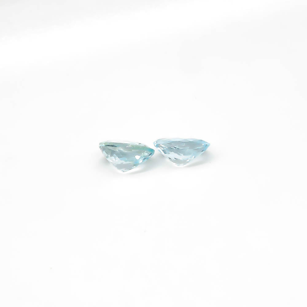 4.20 ct Oval Faceted Pale Blue Aquamarine Matching Set Of 2 Stones