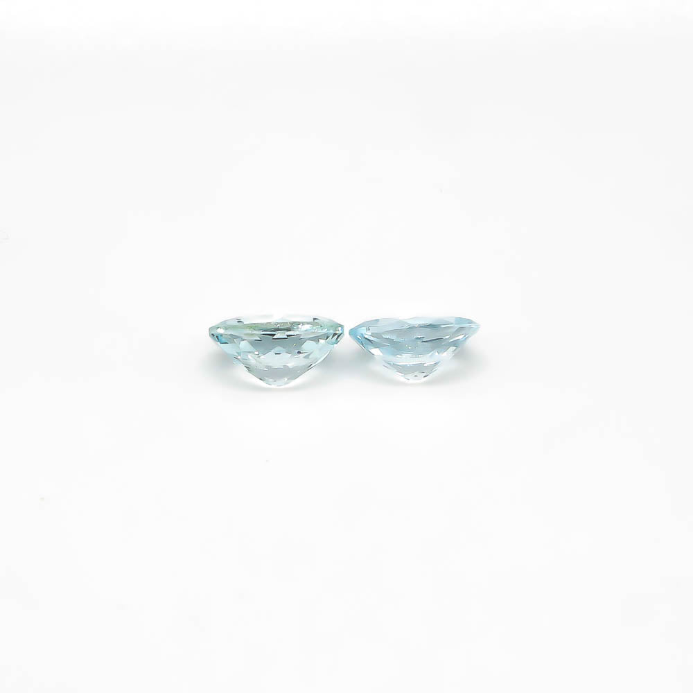 4.20 ct Oval Faceted Pale Blue Aquamarine Matching Set Of 2 Stones