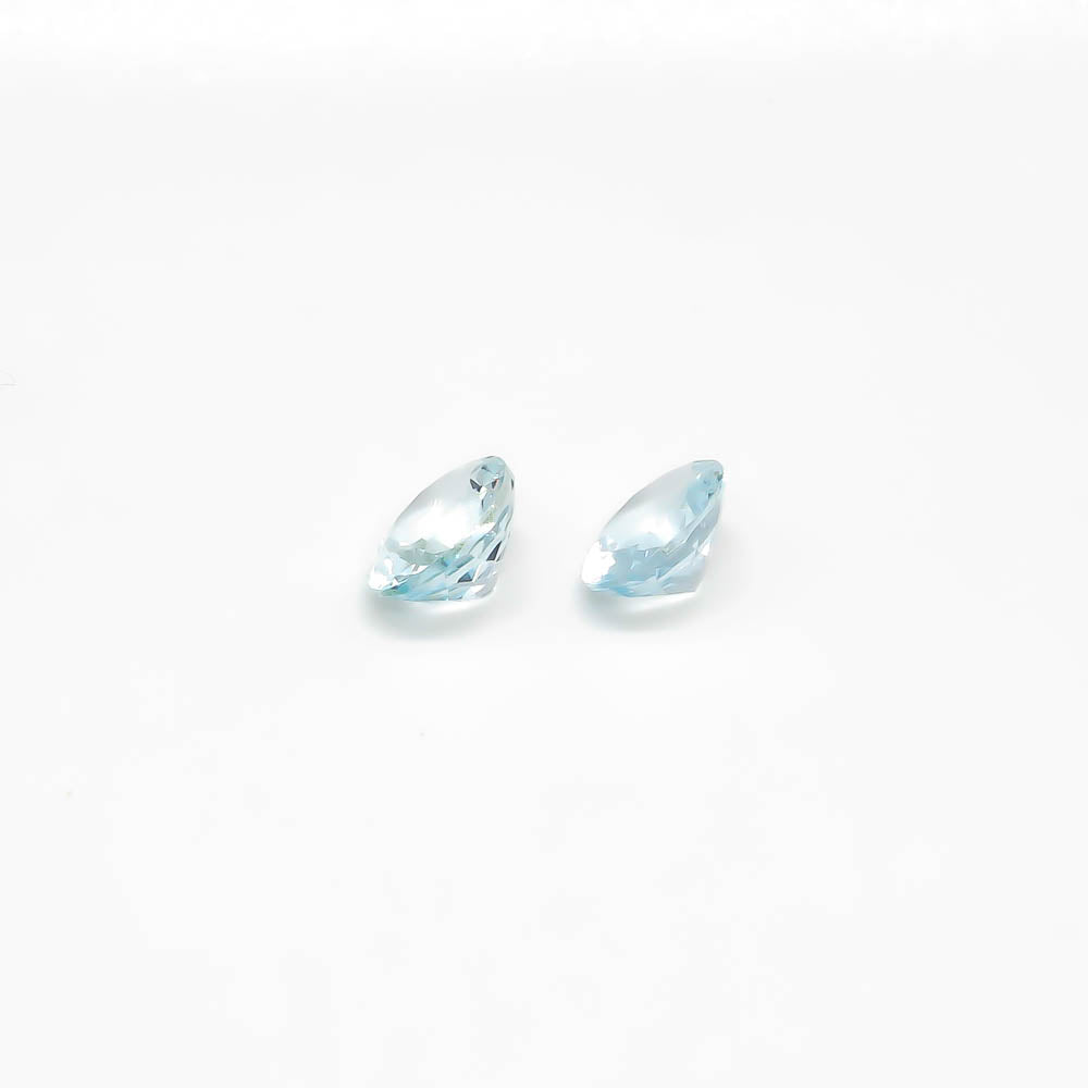 4.20 ct Oval Faceted Pale Blue Aquamarine Matching Set Of 2 Stones