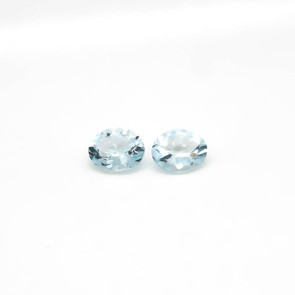 4.20 ct Oval Faceted Pale Blue Aquamarine Matching Set Of 2 Stones