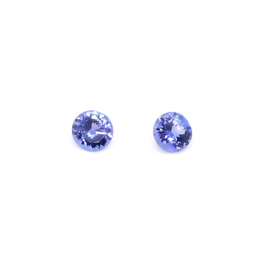 2.01 ct Round Faceted Purple Tanzanite Matching Set Of 2 Stones