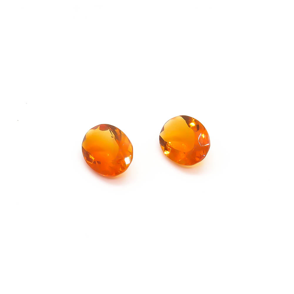 1.51 ct Oval Facted Orange Mexican Fire Opal Matching Set Of 2 Stones