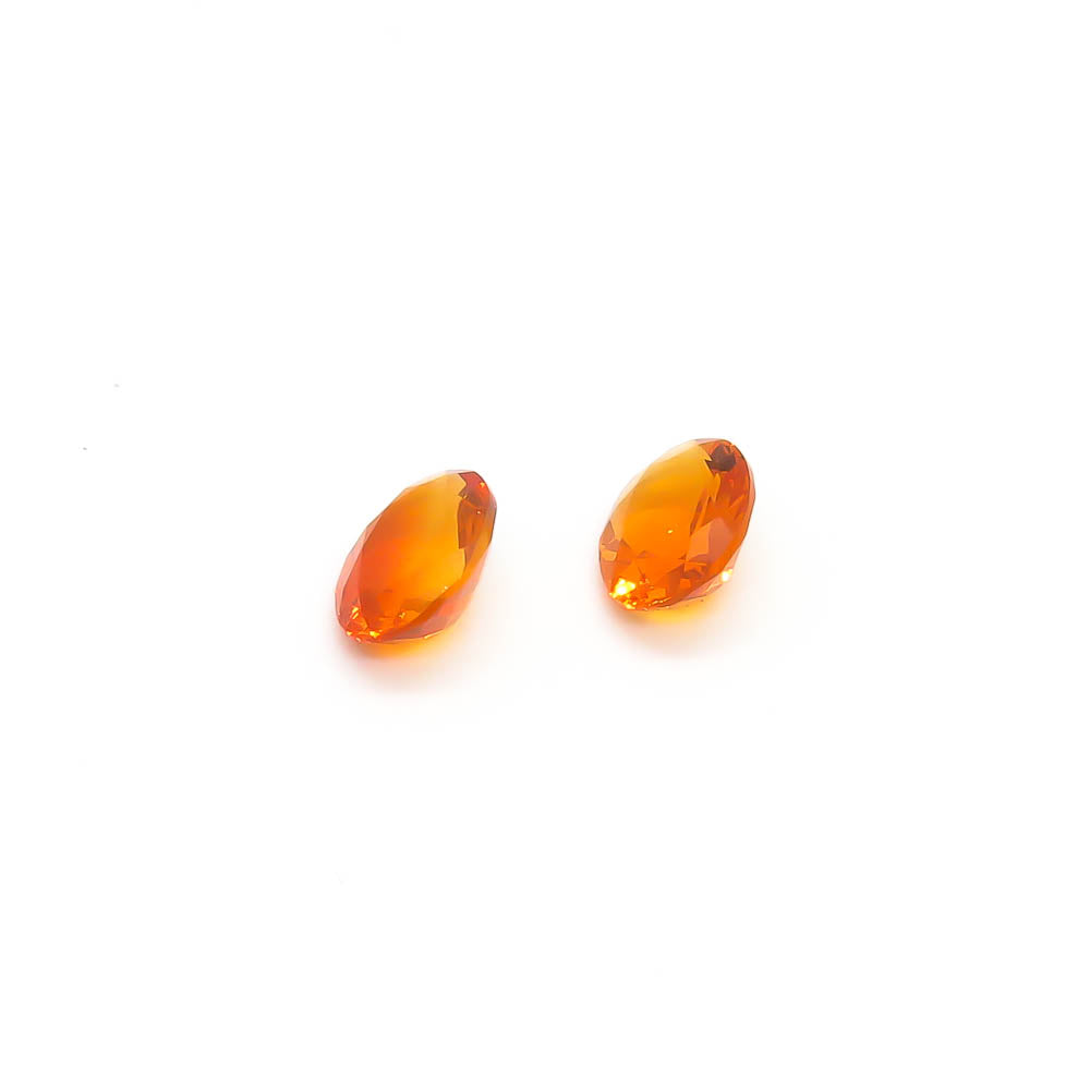 1.51 ct Oval Facted Orange Mexican Fire Opal Matching Set Of 2 Stones