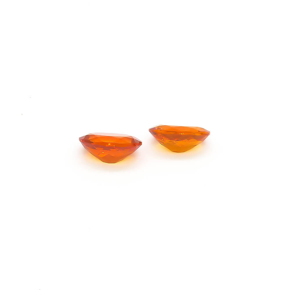 1.51 ct Oval Facted Orange Mexican Fire Opal Matching Set Of 2 Stones