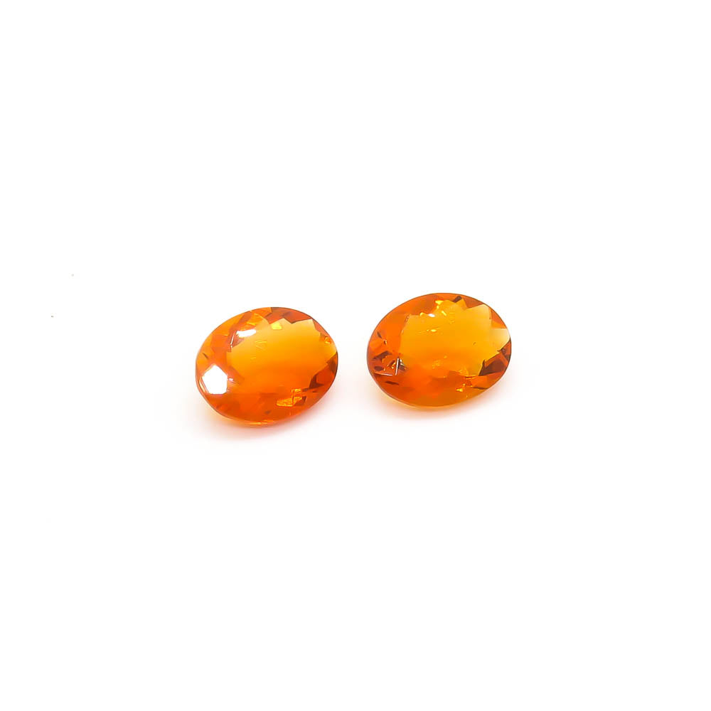 1.51 ct Oval Facted Orange Mexican Fire Opal Matching Set Of 2 Stones