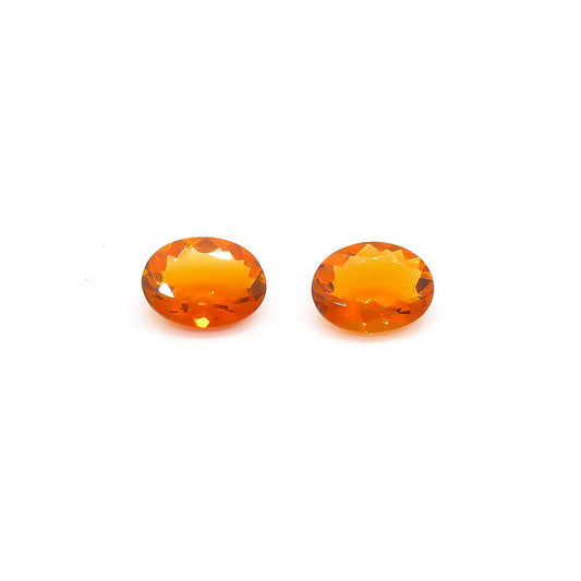 1.51 ct Oval Facted Orange Mexican Fire Opal Matching Set Of 2 Stones