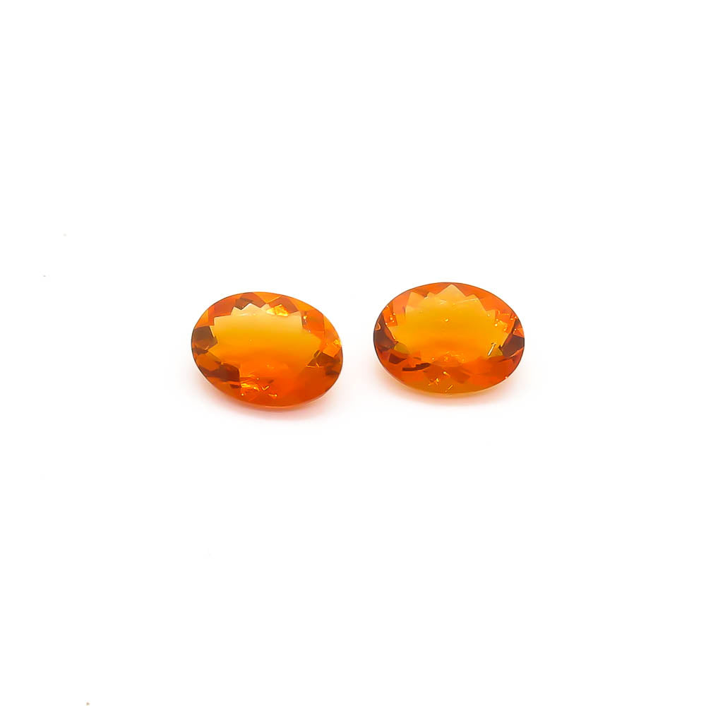 1.51 ct Oval Facted Orange Mexican Fire Opal Matching Set Of 2 Stones