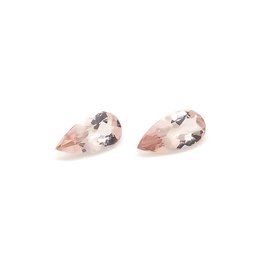 1.60 ct Pear Shape Faceted Pale Pinkish-Orange Morganite Matching Set Of 2 Stones