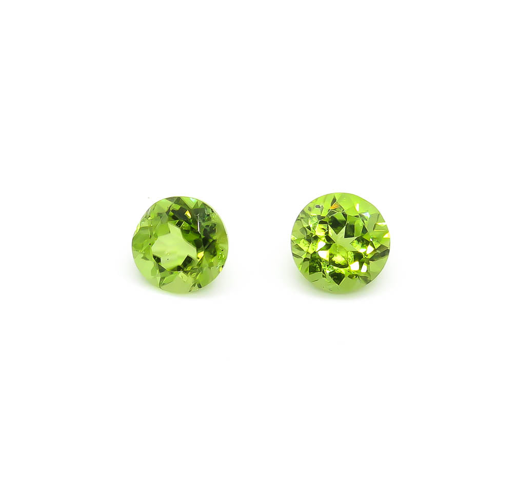 4.78 ct Round Faceted Pakistani Peridot Set Of 2 Stones