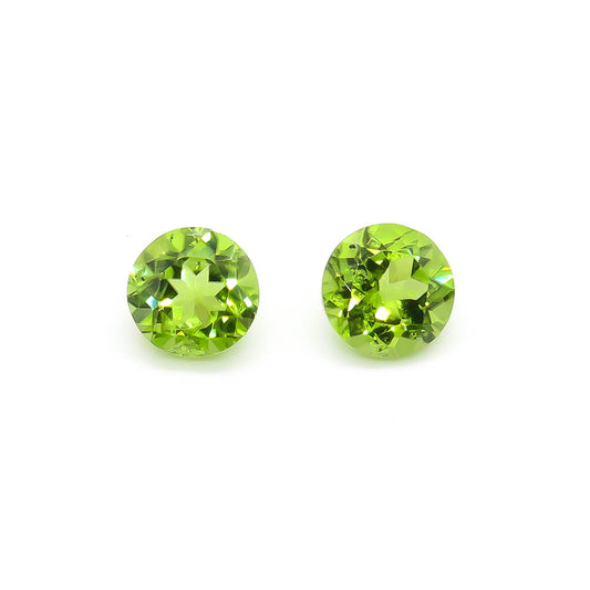 4.78 ct Round Faceted Pakistani Peridot Set Of 2 Stones