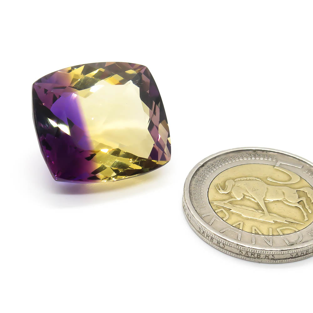 36.63 ct Ametrine - Bolivian - Zoned Yellow & Purple Cushion