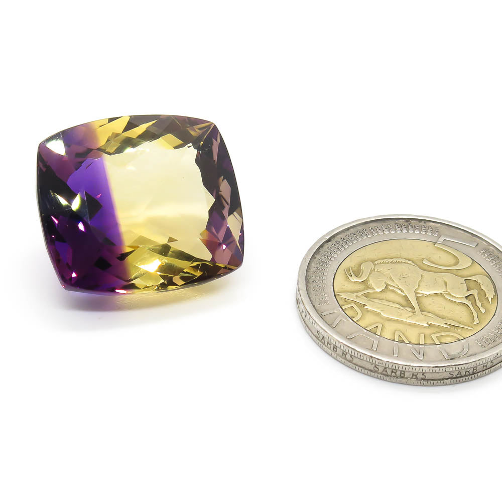 36.63 ct Ametrine - Bolivian - Zoned Yellow & Purple Cushion