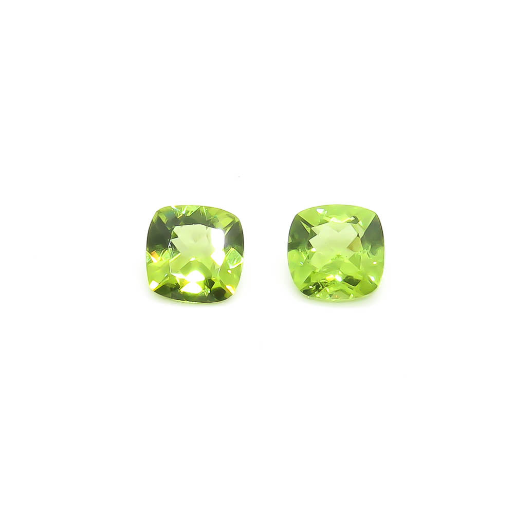 3.04 ct Square Cushion Cut Pakistani Peridot Set Of 2 Stones