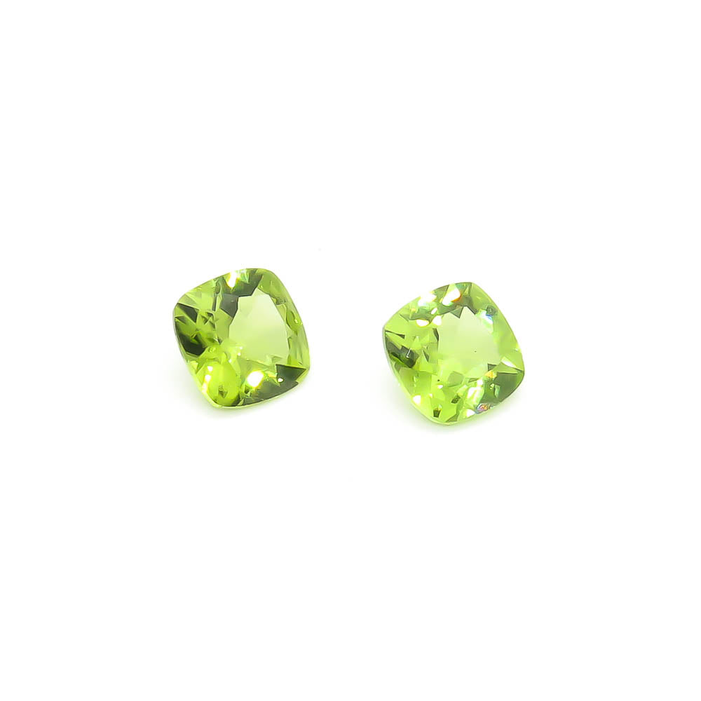 3.04 ct Square Cushion Cut Pakistani Peridot Set Of 2 Stones