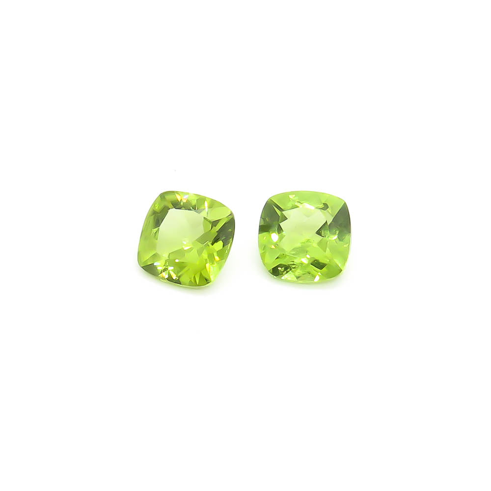 3.04 ct Square Cushion Cut Pakistani Peridot Set Of 2 Stones