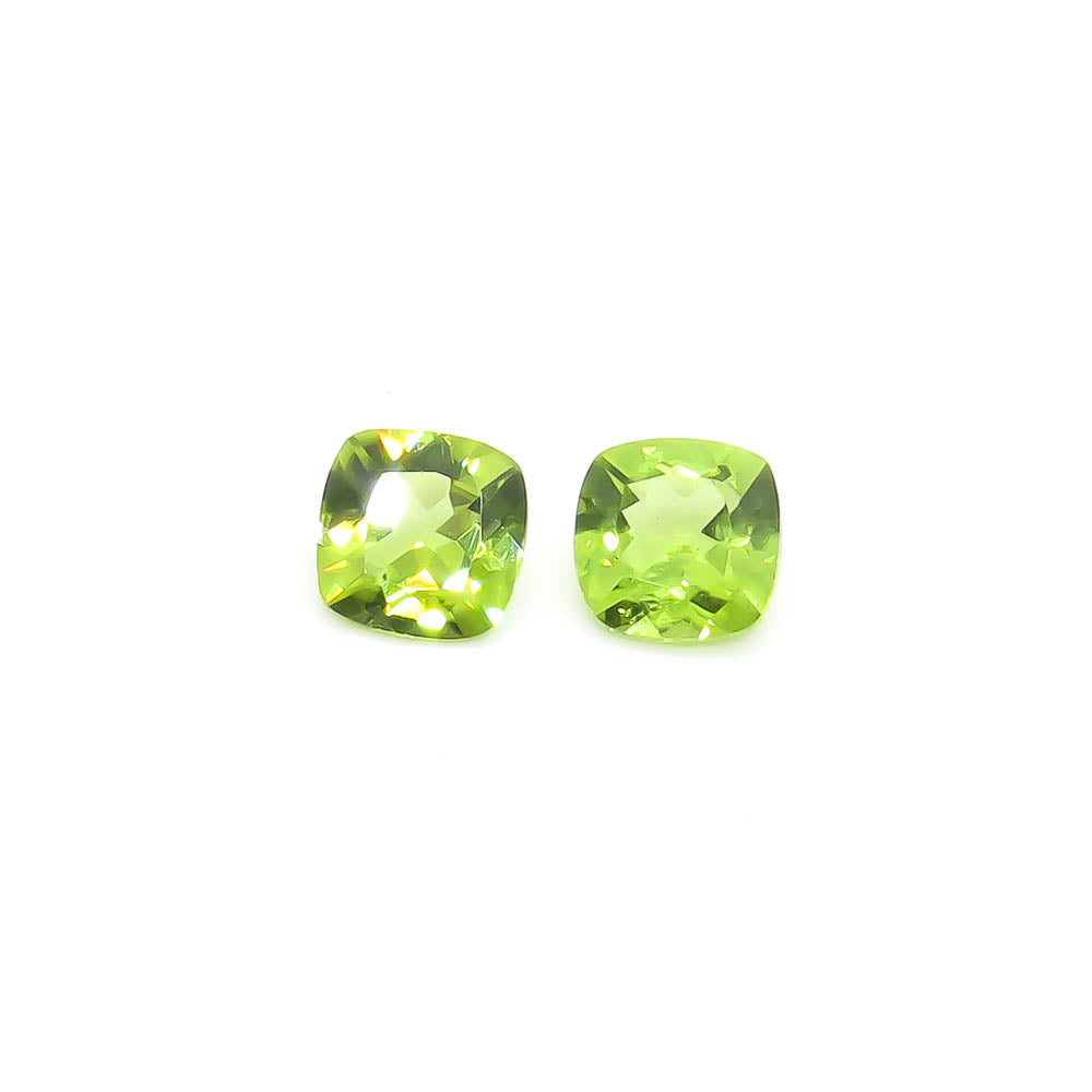 3.04 ct Square Cushion Cut Pakistani Peridot Set Of 2 Stones