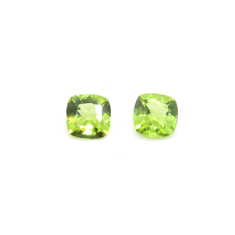 3.04 ct Square Cushion Cut Pakistani Peridot Set Of 2 Stones