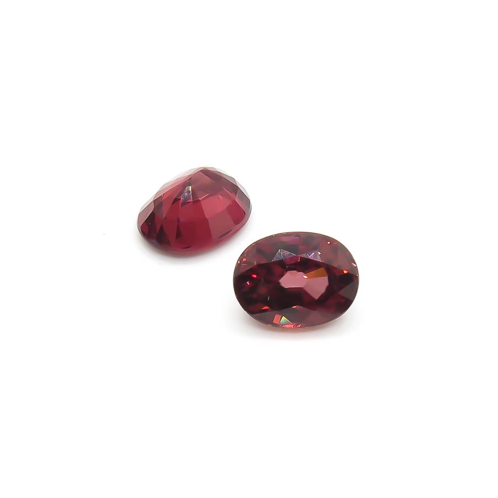 1.71 ct Wine-Red Oval Natural Zircon Set of 2 Stones