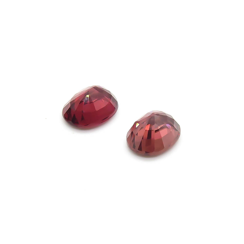 1.71 ct Wine-Red Oval Natural Zircon Set of 2 Stones