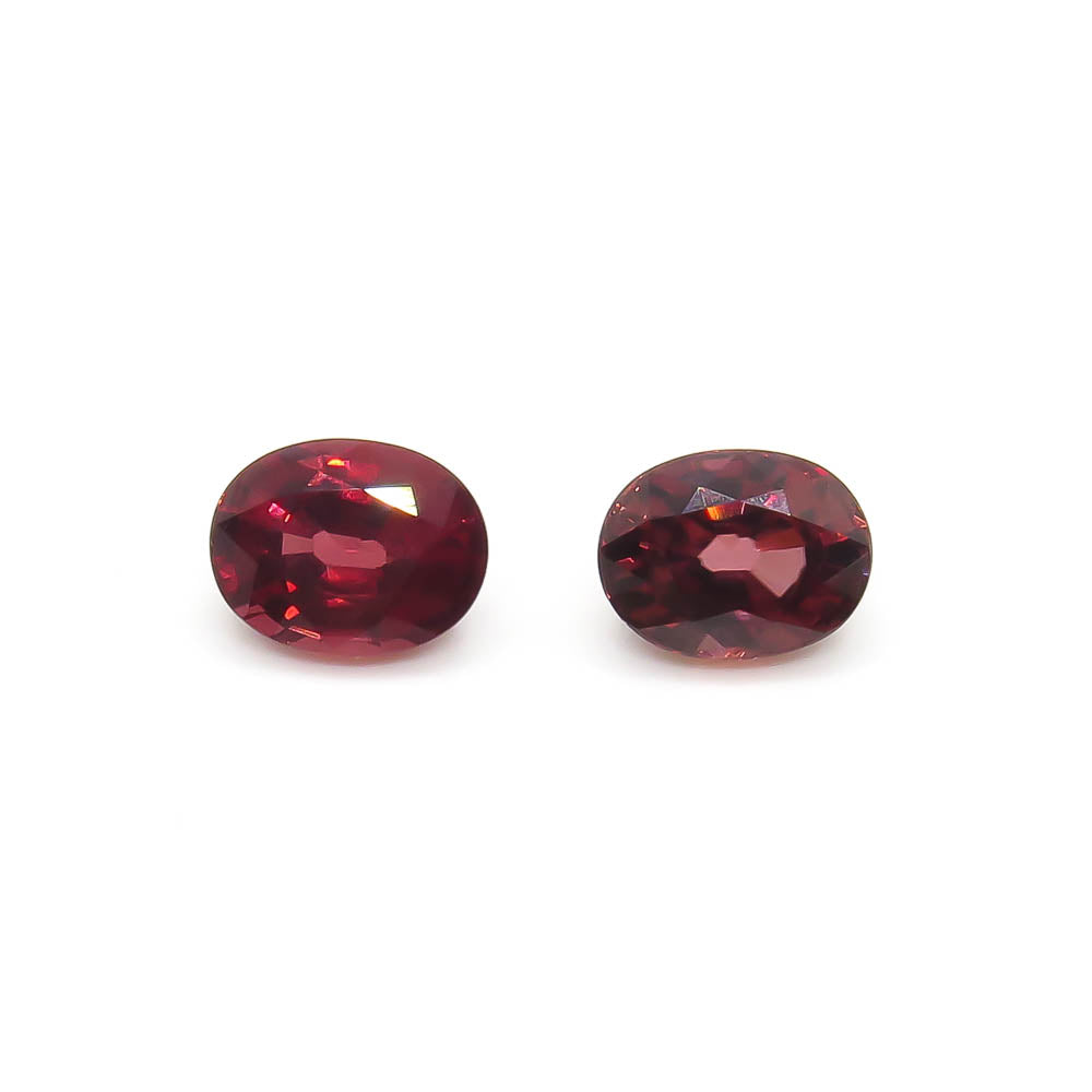 1.71 ct Wine-Red Oval Natural Zircon Set of 2 Stones