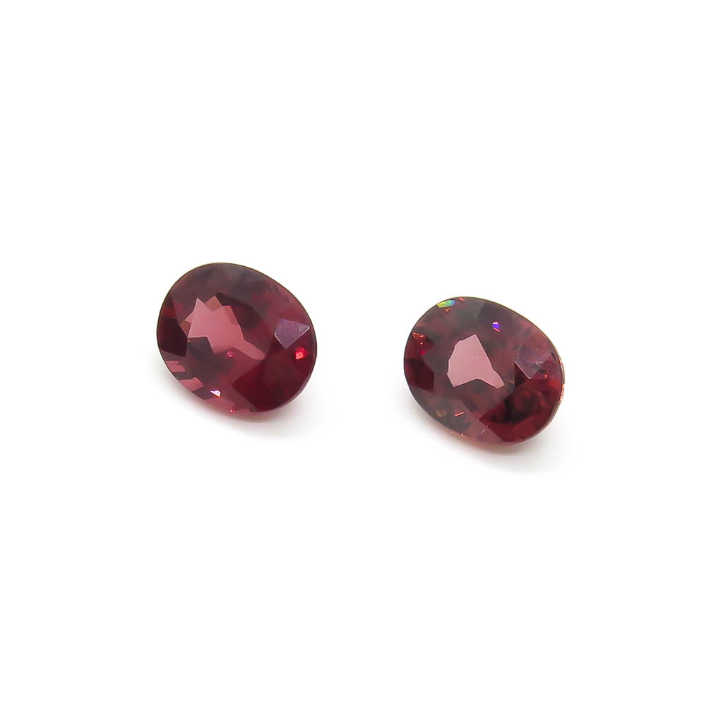 1.71 ct Wine-Red Oval Natural Zircon Set of 2 Stones