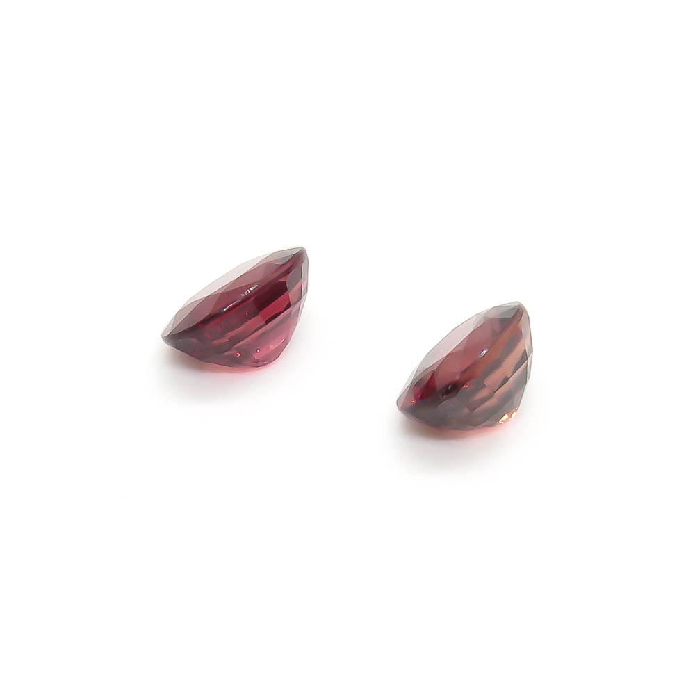 1.71 ct Wine-Red Oval Natural Zircon Set of 2 Stones