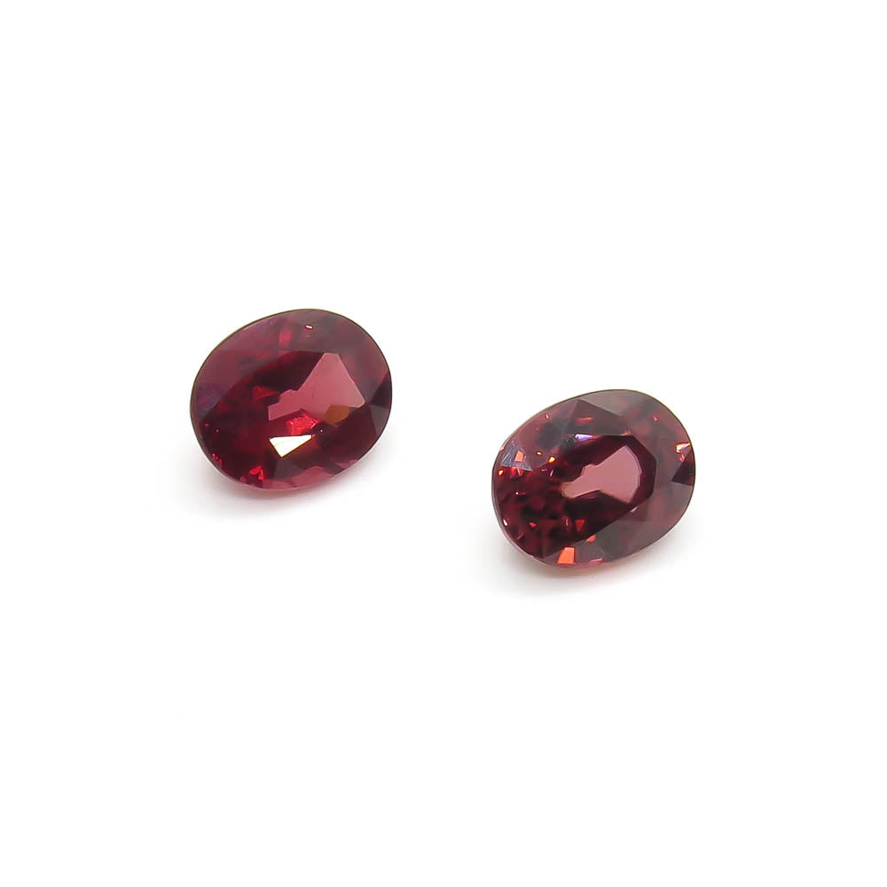 1.71 ct Wine-Red Oval Natural Zircon Set of 2 Stones