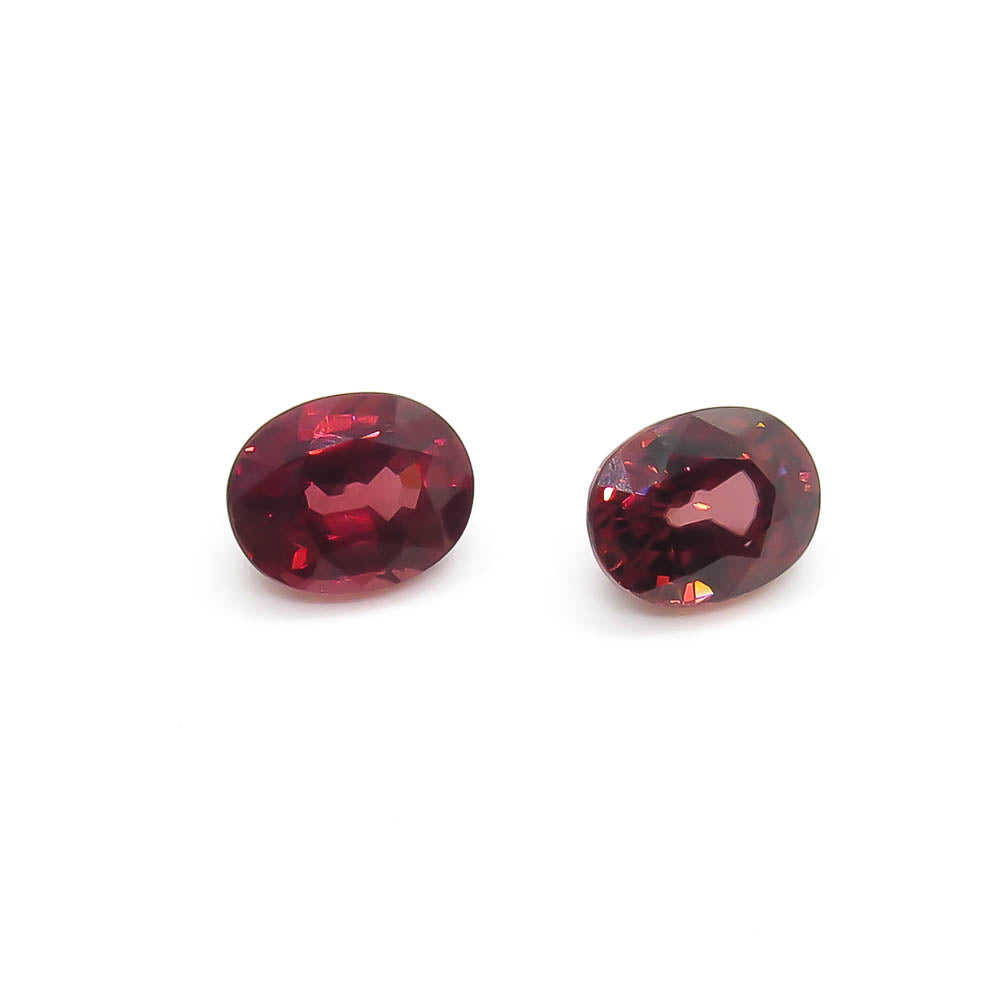 1.71 ct Wine-Red Oval Natural Zircon Set of 2 Stones